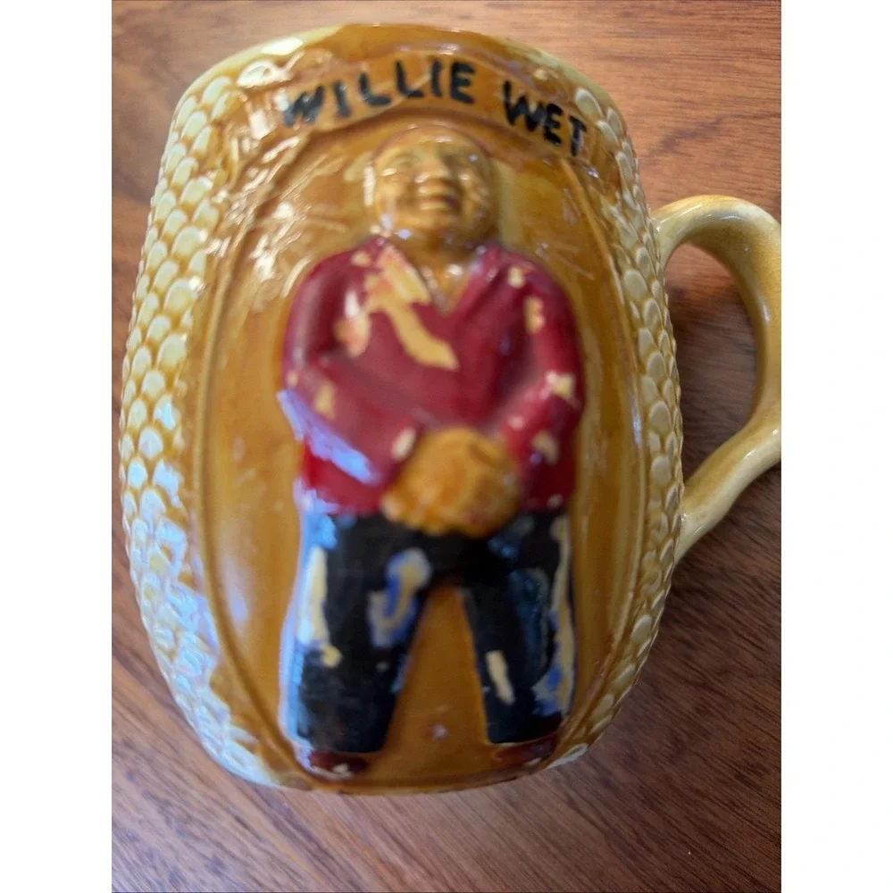 John Dry Willie Wet Vintage Prohibition Tavern Beer Mug‎ AlcoholHand Painted